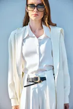 FERMUARLI İNCE KREP CEKET