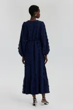 CHIFFON DRESS WITH GATHERED WAIST