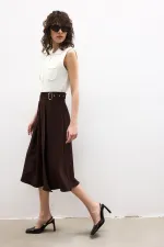 PLEATED BELTED SKIRT