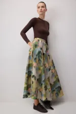 PATTERNED SATIN SKIRT PATTERNED SATIN SKIRT
