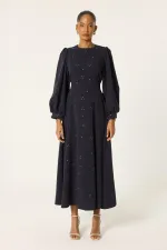 TAŞLI BALON KOL ELBİSE