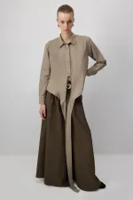 CHEMISE COURTE EN POPLIN AVEC CEINTURE