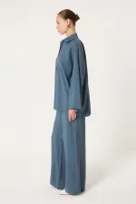 ENSEMBLE CHEMISE ET PANTALON EN MODAL ORNÉ DE PIERRES ENSEMBLE CHEMISE ET PANTALON EN MODAL ORNÉ DE PIERRES