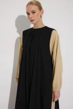 ROBE EN VISCOSE DE COULEURS CONTRASTÉES