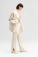 NAKIŞLI KETEN KİMONO CEKET