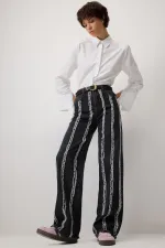 PÜSKÜLLÜ PARÇALI DENIM PANTOLON