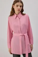 KUŞAKLI POPLİN GÖMLEK