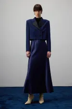 SHORT BLAZER JACKET WITH SATIN COLLAR