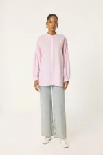BALLOON SLEEVE STONE EMBELLISHED RELAX SHIRT