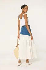 DENIM POPLIN SKIRT