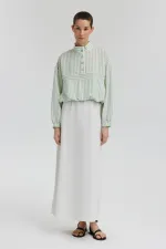 BUTTON DETAIL STAND COLLAR BLOUSE BUTTON DETAIL STAND COLLAR BLOUSE