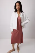 SHORT-SLEEVED DRESS WITH GATHERED SHOULDER