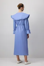 FIRFIRLI GENİŞ YAKA GÖMLEK ELBİSE