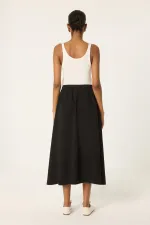 ELASTIC WAIST SKIRT WITH POCKETS