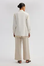 LINEN TEXTURED TUNIC WITH FRINGE DETAILS LINEN TEXTURED TUNIC WITH FRINGE DETAILS