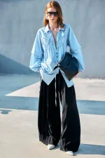 POPLIN SHIRT WITH GATHERING DETAIL