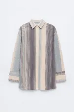 STRIPED COTTON BLEND OVERSIZE SHIRT