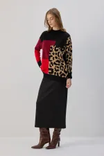 Pull tricoté à motif léopard
