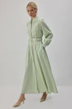 BELTED SATIN SHIRT DRESS