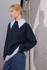 CONTRAST STRIPED SWEATSHIRT CONTRAST STRIPED SWEATSHIRT