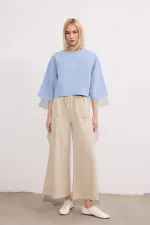 BELİ LASTİKLİ CEPLİ GABARDİN PANTOLON