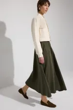 SUEDE SKIRT WITH ELASTIC WAISTBAND SUEDE SKIRT WITH ELASTIC WAISTBAND