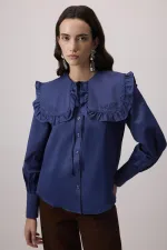 CHEMISE À COL MARIN À VOLANTS