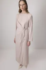 DRAPELİ SATEN ELBİSE