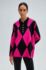 BAKLAVA PATTERNED POLO NECK KNITWEAR TUNIC BAKLAVA PATTERNED POLO NECK KNITWEAR TUNIC