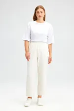 Crepe pants with elastic waistband Crepe pants with elastic waistband