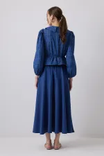 DENIM EFFECT BLOUSE AND SKIRT SET DENIM EFFECT BLOUSE AND SKIRT SET