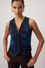 NAKIŞLI DENIM YELEK