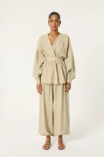 PEPLUM TUNIC AND SHALWARS PANTS 2-PIECE SET