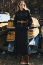 ENSEMBLE CHEMISE ET JUPE TEXTURÉES AVEC CEINTURE