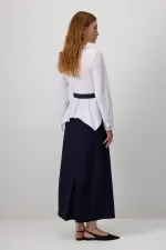 BELİ FIRFIRLI KEMERLİ ELBİSE