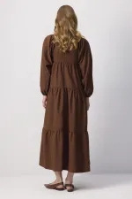 %100 KETEN BÜZGÜLÜ ELBİSE