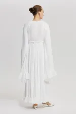 VOLANLI ŞİFON ELBİSE