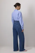 BELİ LASTİKLİ DENİM PANTOLON BELİ LASTİKLİ DENİM PANTOLON