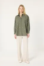 POPLIN SHIRT WITH PEARL DETAILS