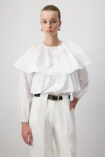 CHEMISE COURTE À VOLANTS