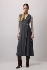 WRAP-BREASTED PLEATED VEST