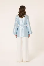 VESTE JACQUARD AVEC DÉTAIL DE CEINTURE