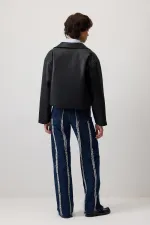 PÜSKÜLLÜ PARÇALI DENIM PANTOLON