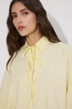 100% COTTON PIPED SHIRT COLLAR TUNIC