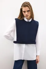 ÖRME SÜVETERLİ POPLİN GÖMLEK