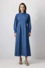 100% COTTON CONTRAST STITCHED SHIRT DRESS 100% COTTON CONTRAST STITCHED SHIRT DRESS
