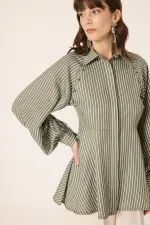 STRIPED PEPLUM SHIRT STRIPED PEPLUM SHIRT