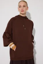 Balloon Sleeve Hooded Sweatshirt