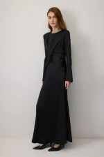 DRAPELİ SATEN ELBİSE