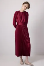 PİLELİ SATEN  ELBİSE